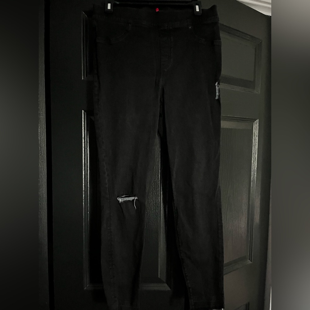 SPANX Distressed Black Jeans